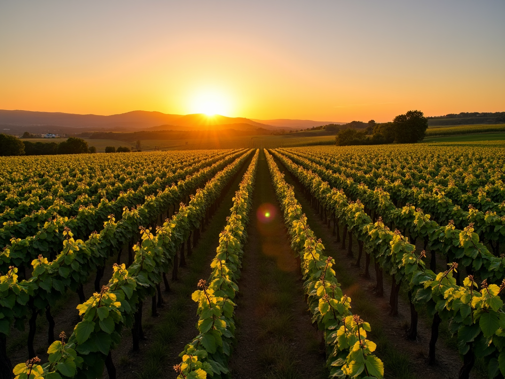 Vineyard at sunset