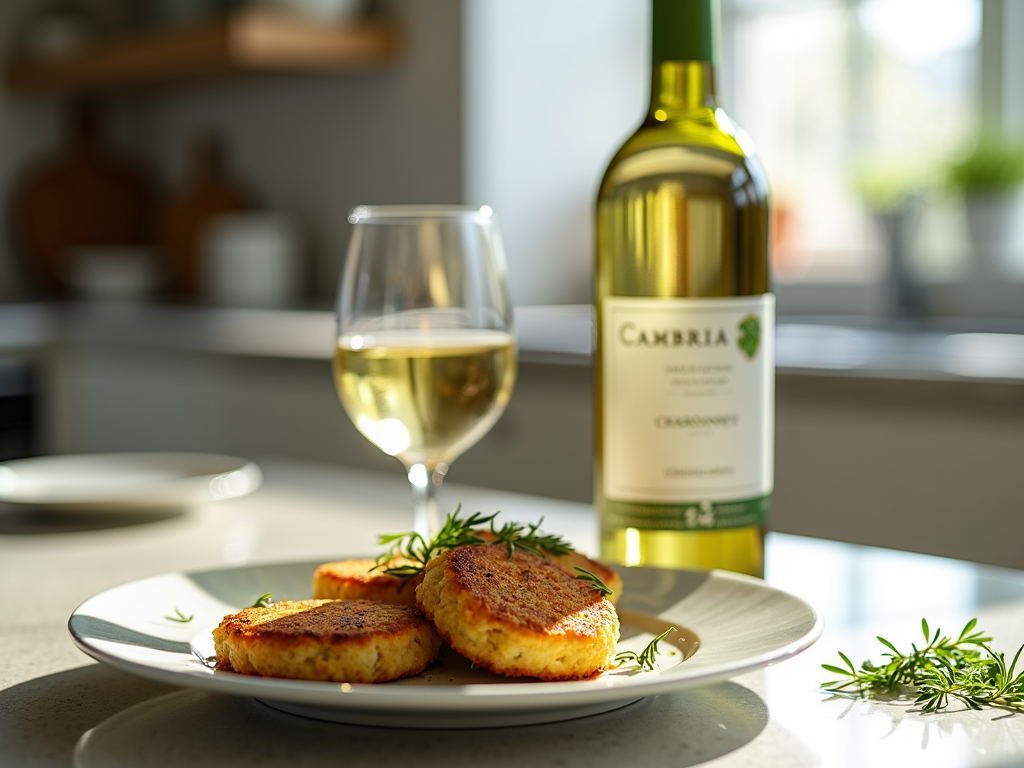 Cambria Chardonnay with crab cakes