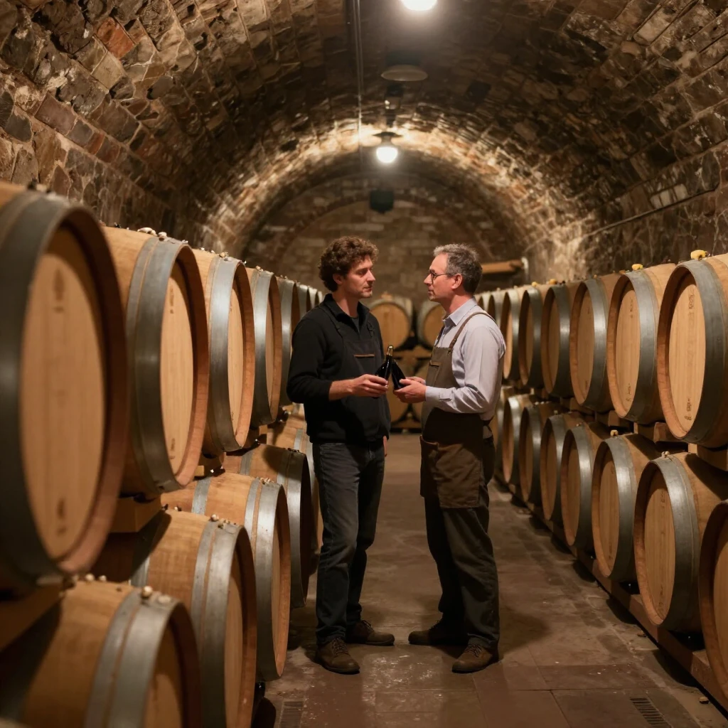 Aging barrels in Beringer winery tunnels