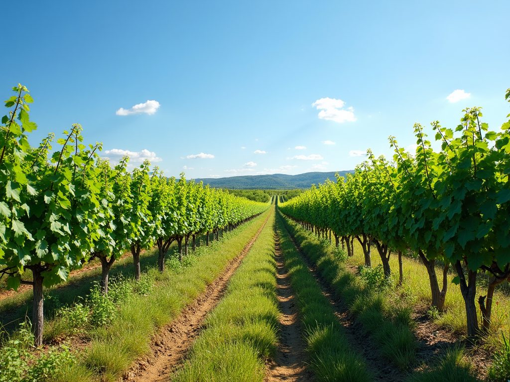 Organic vineyard with wildflowers and cover crops
