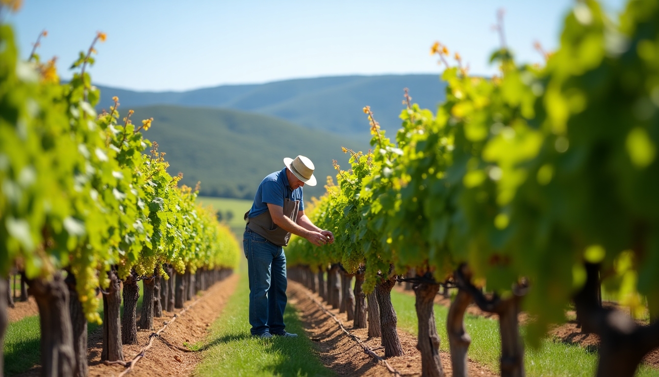 Farmer working in Jackson Family Wines vineyard