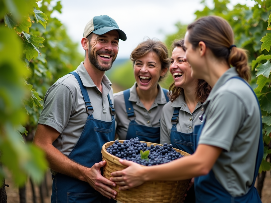 Workers harvesting grapes at Jackson Family Wines