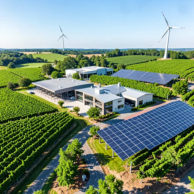 Aerial view of Jackson Family Wines sustainable winery operations