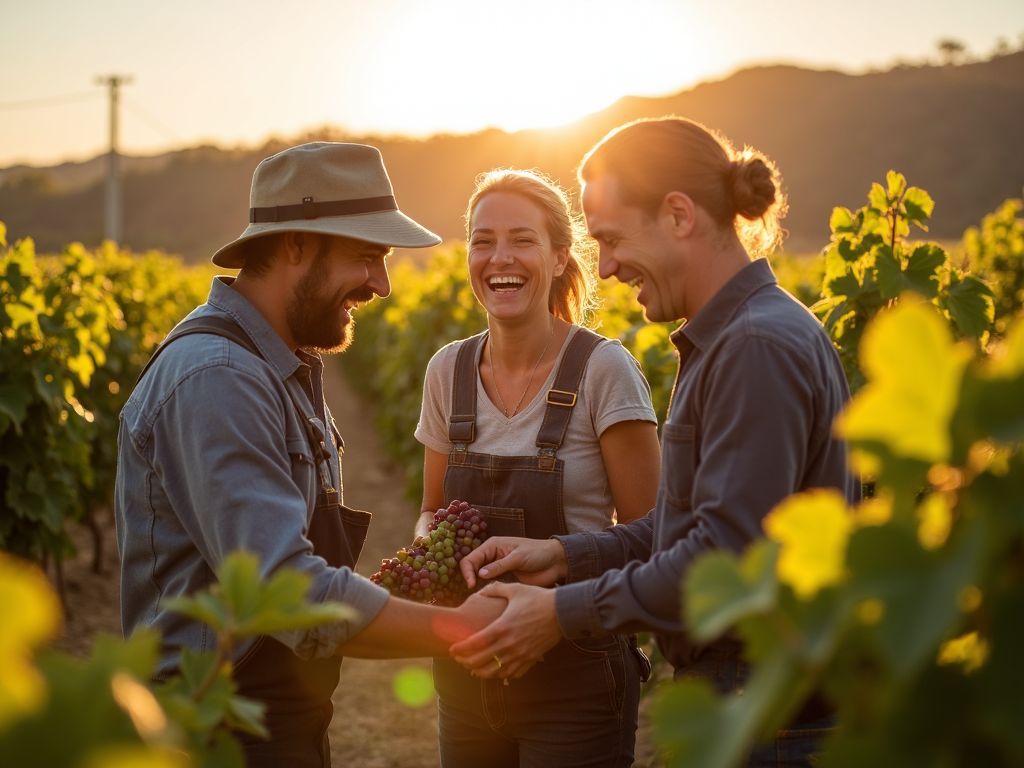 Workers in a vineyard