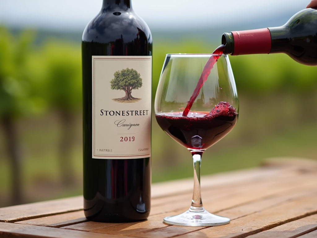 Pouring Stonestreet Estate Cabernet Sauvignon into a glass