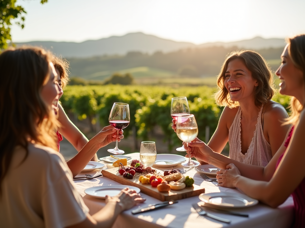 Friends enjoying wine tasting in Sonoma County