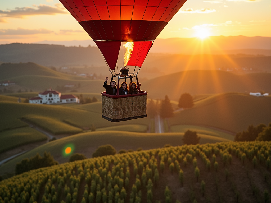 Hot air balloon over Napa Valley