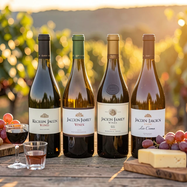 Assortment of Jackson Family Wines ready for tasting and food pairing