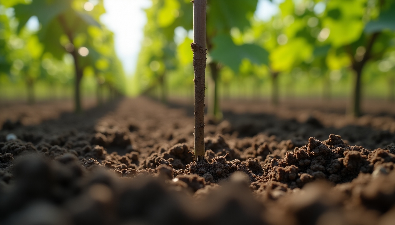 Soil moisture probe monitoring vineyard soil