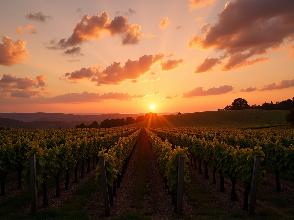Vineyard at sunset