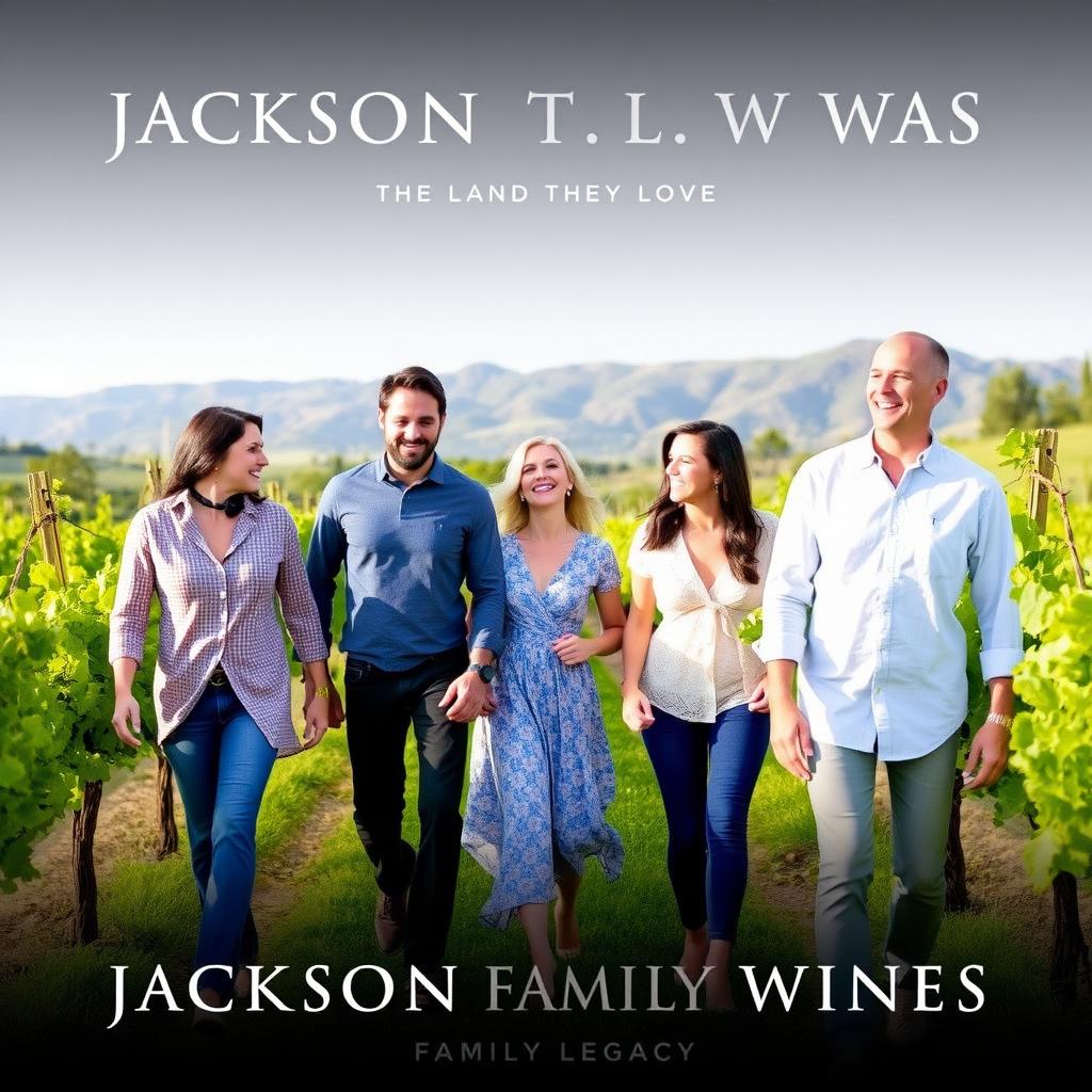 Family walking through vineyard with mountains