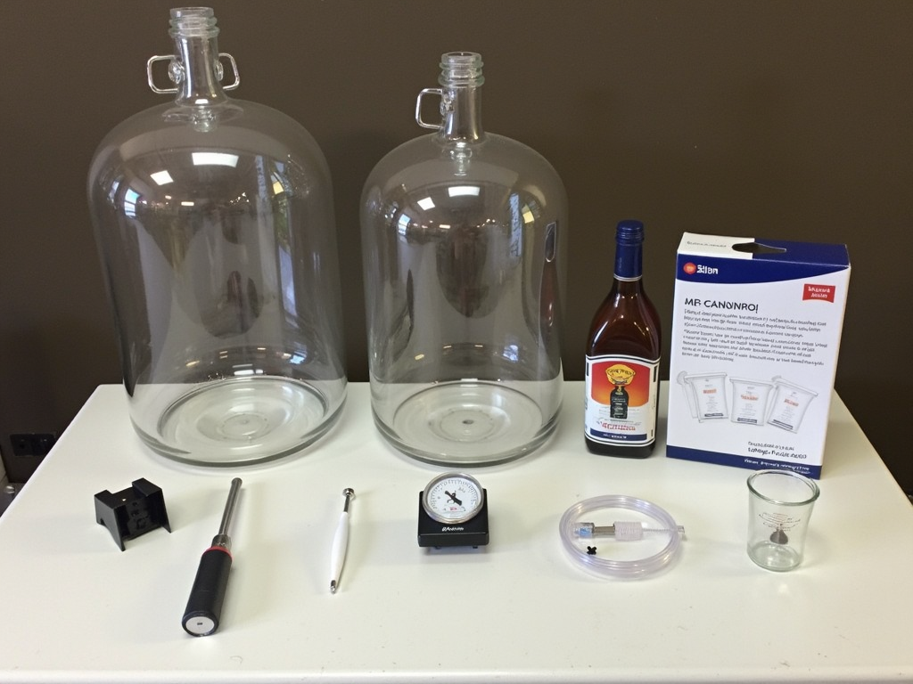 Basic wine-making equipment for beginners.