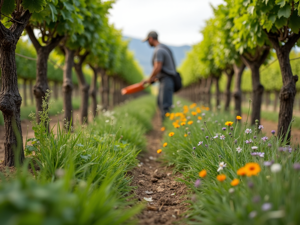 Cover crops in a Jackson Family Wines vineyard promoting biodiversity.