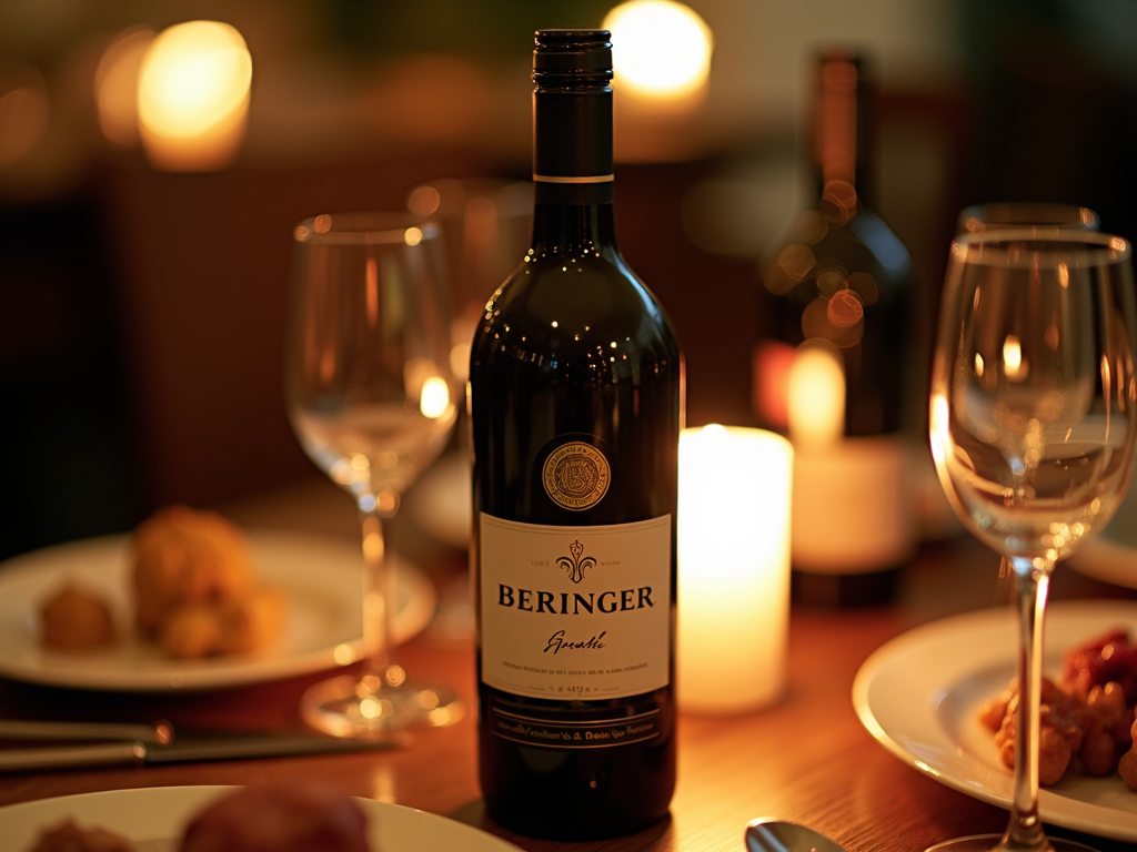Beringer wine at dinner table