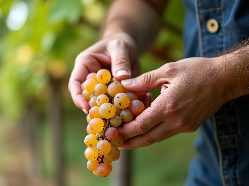 Winemaker inspecting grapes at Jackson Family Wines