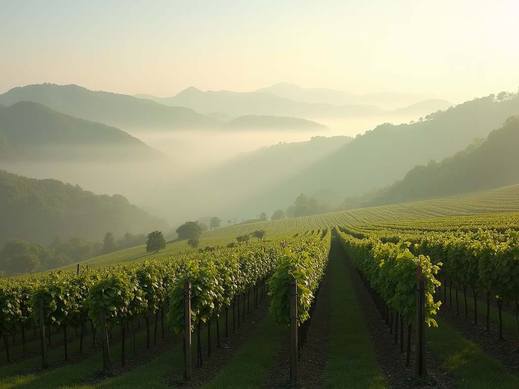 Misty vineyards in Piedmont