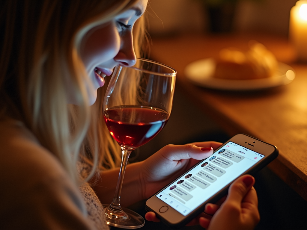 Person enjoying wine with AI companion