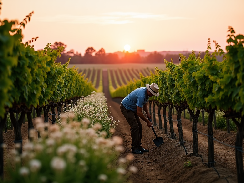 A peaceful Napa Valley vineyard using organic methods.