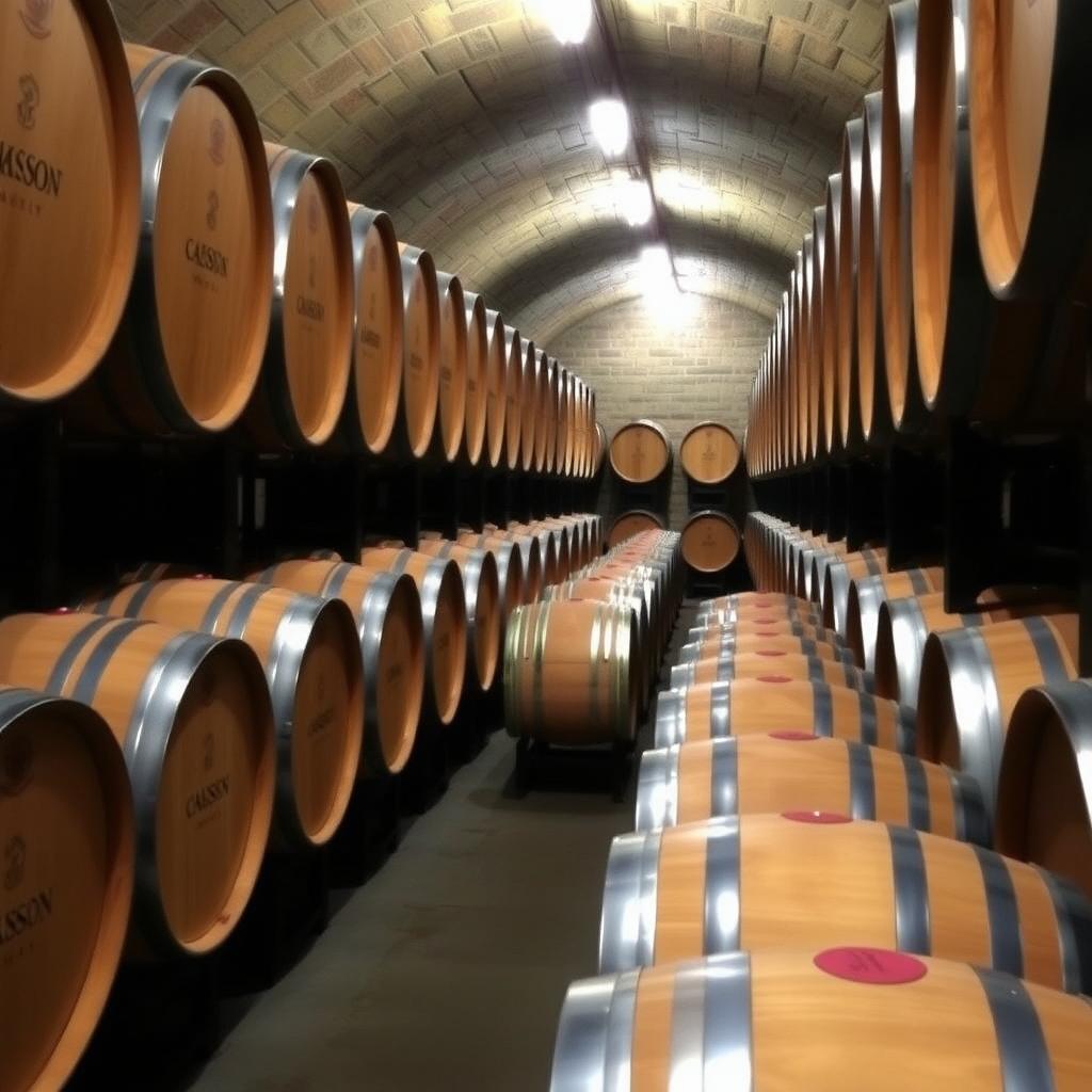 Jackson Family Wines cellar with oak barrels