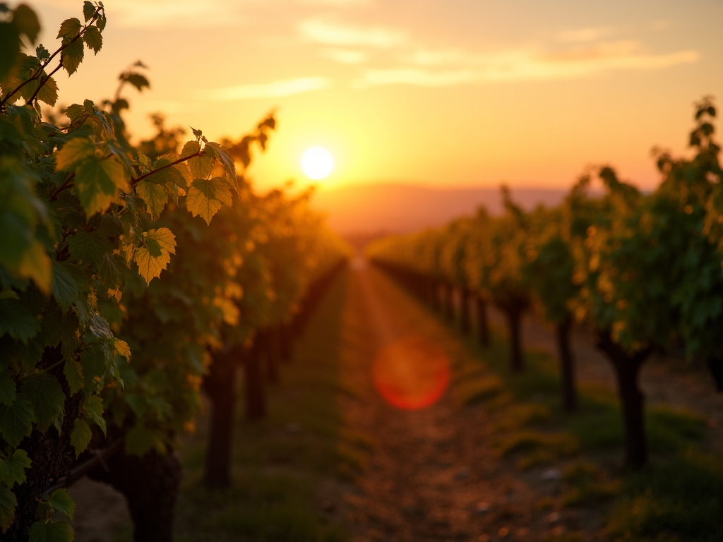 Vineyard at sunset