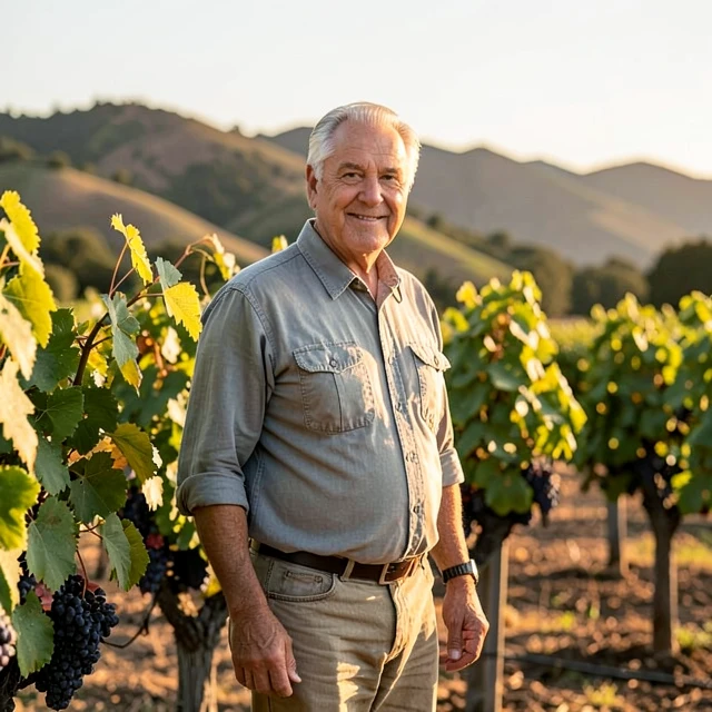 Jess Jackson, founder of Jackson Family Wines, in the vineyard
