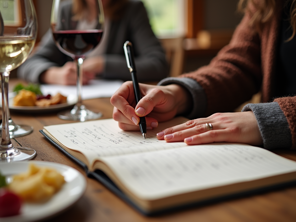 Wine pairing notebook moment