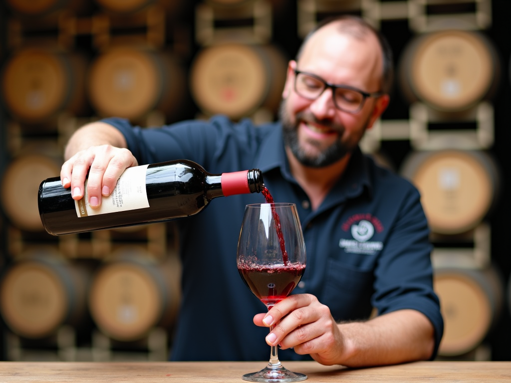 Winemaker pouring wine at Jackson Family Wines