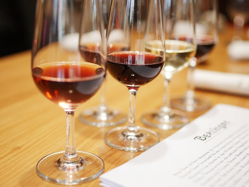 Wine tasting setup at Beringer Vineyards.