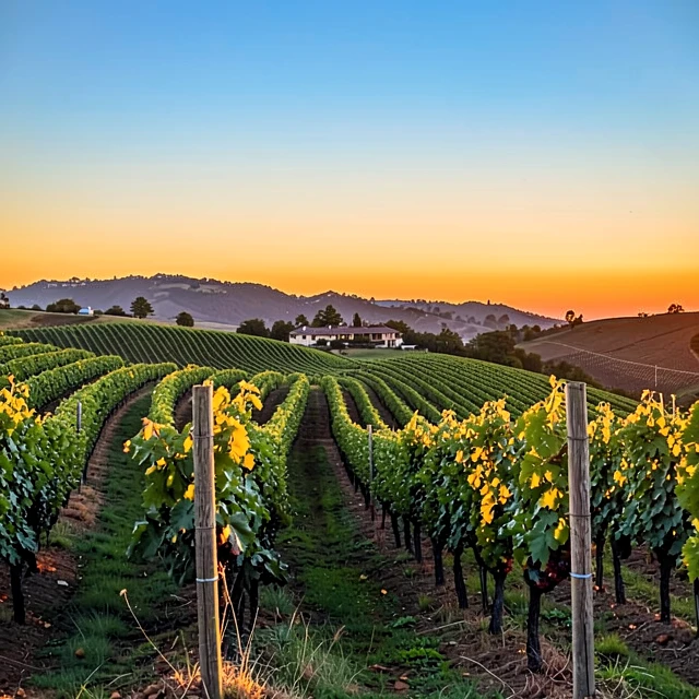Sunset over Sonoma vineyards owned by Jackson Family Wines