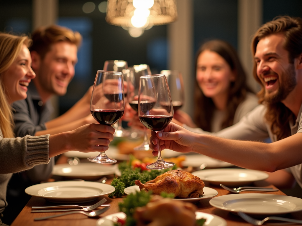 Dinner party with wine pairing