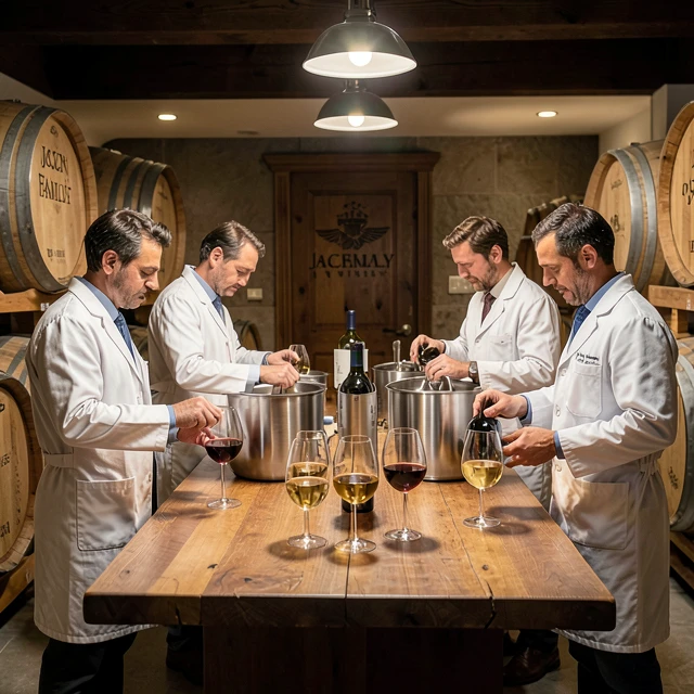 Winemakers at Jackson Family Wines blending signature wines in the cellar