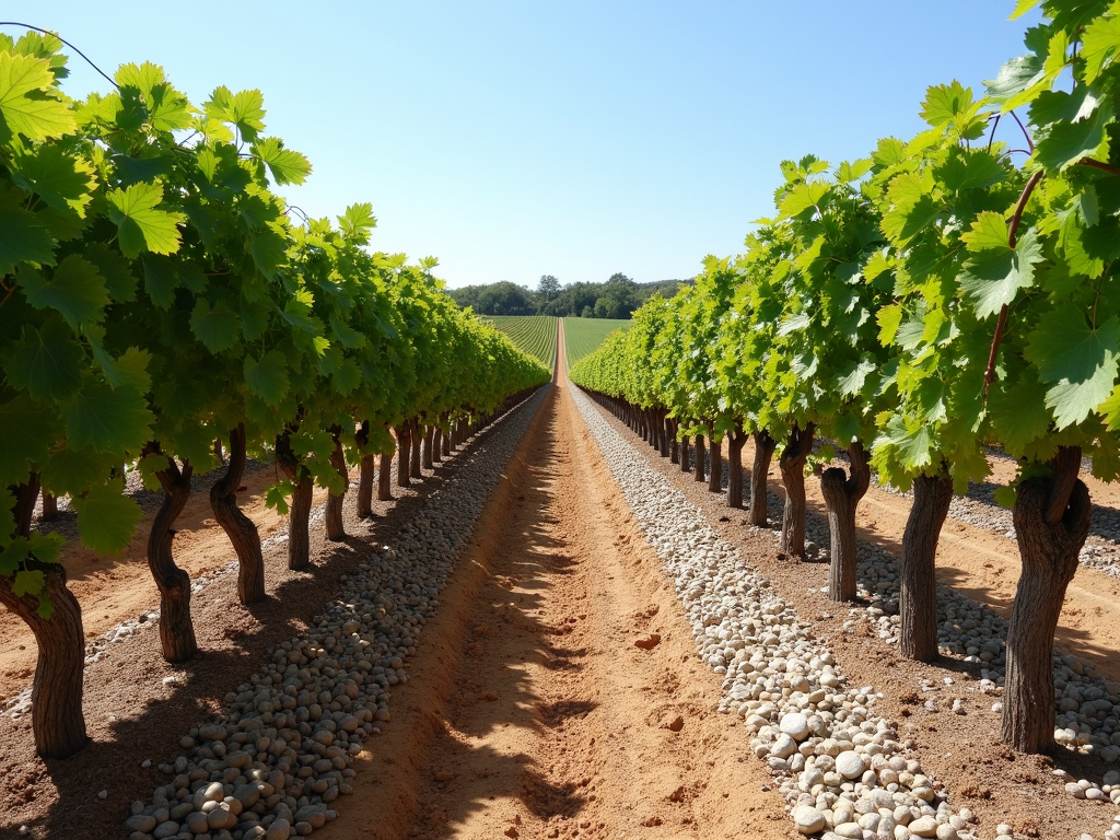 Vineyard with clay and gravel soils