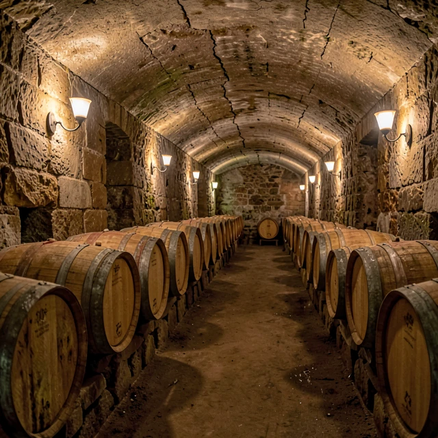 Inside the historic hand-dug caves at Beringer Vineyards where wines age gracefully