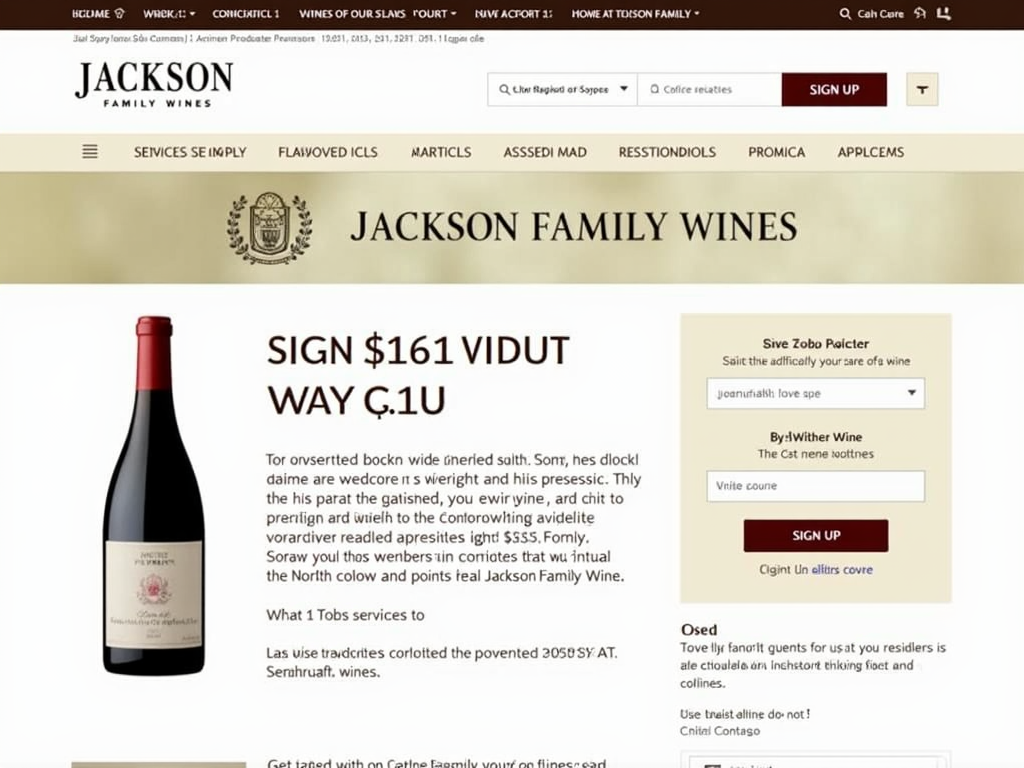 Jackson Family Wines wine club sign-up page.