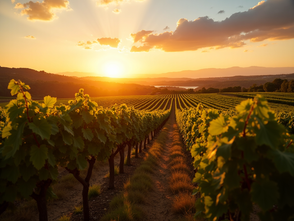 Vineyard at sunset