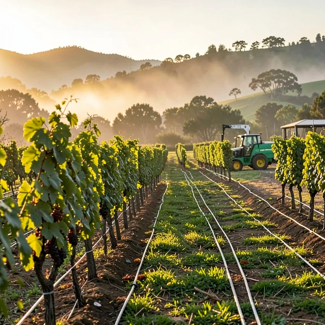 Sustainable vineyard using drip irrigation for water conservation