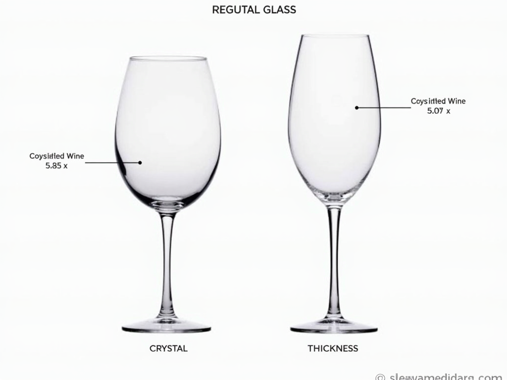A comparison of a crystal wine glass and a regular glass wine glass.