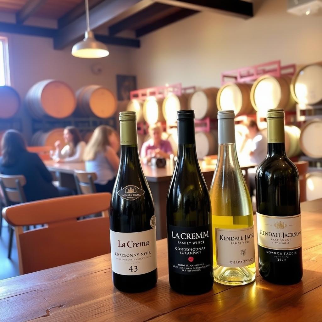 Jackson Family Wines tasting room with people sampling La Crema and Kendall-Jackson wines.