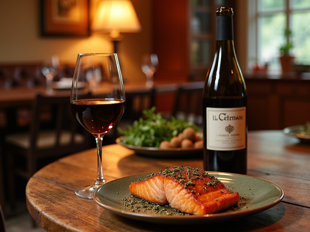 La Crema Pinot Noir with grilled salmon