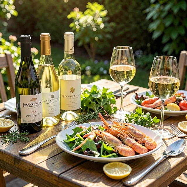 Summer outdoor table with Jackson Family Wines and fresh seafood pairings