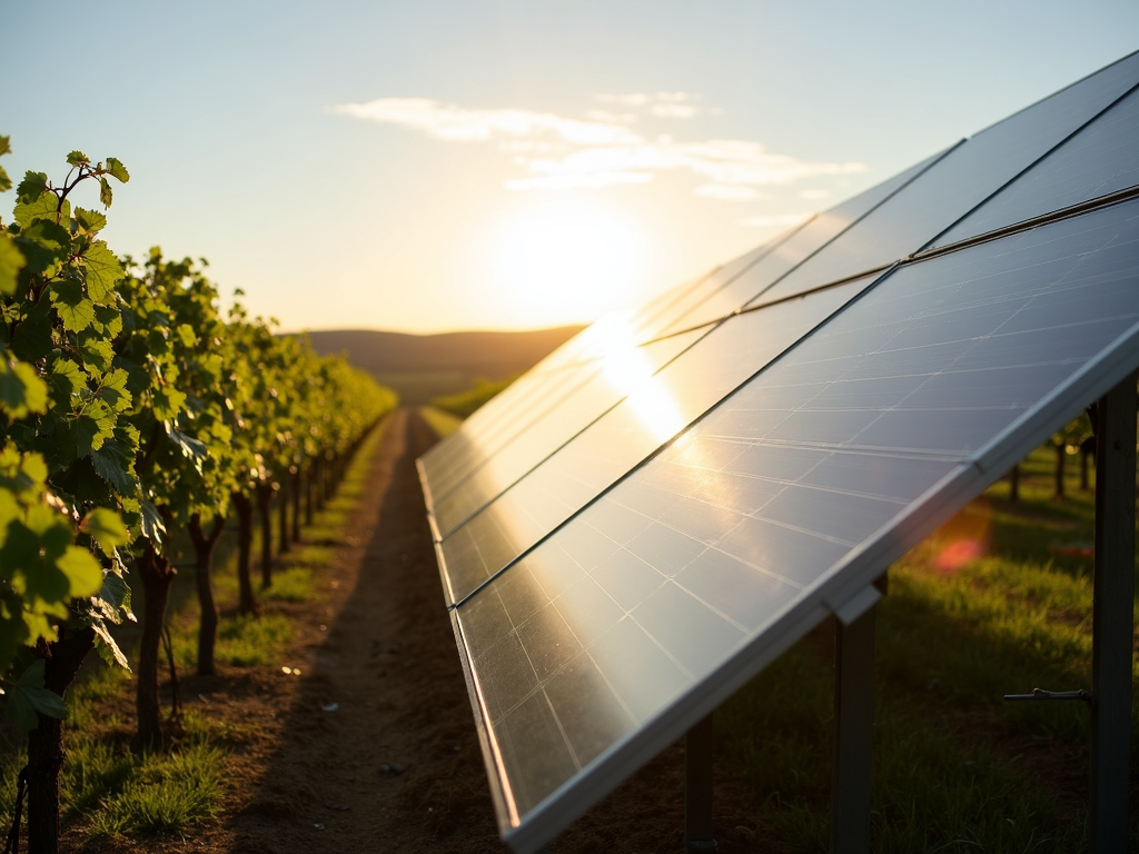 Solar panels in vineyard