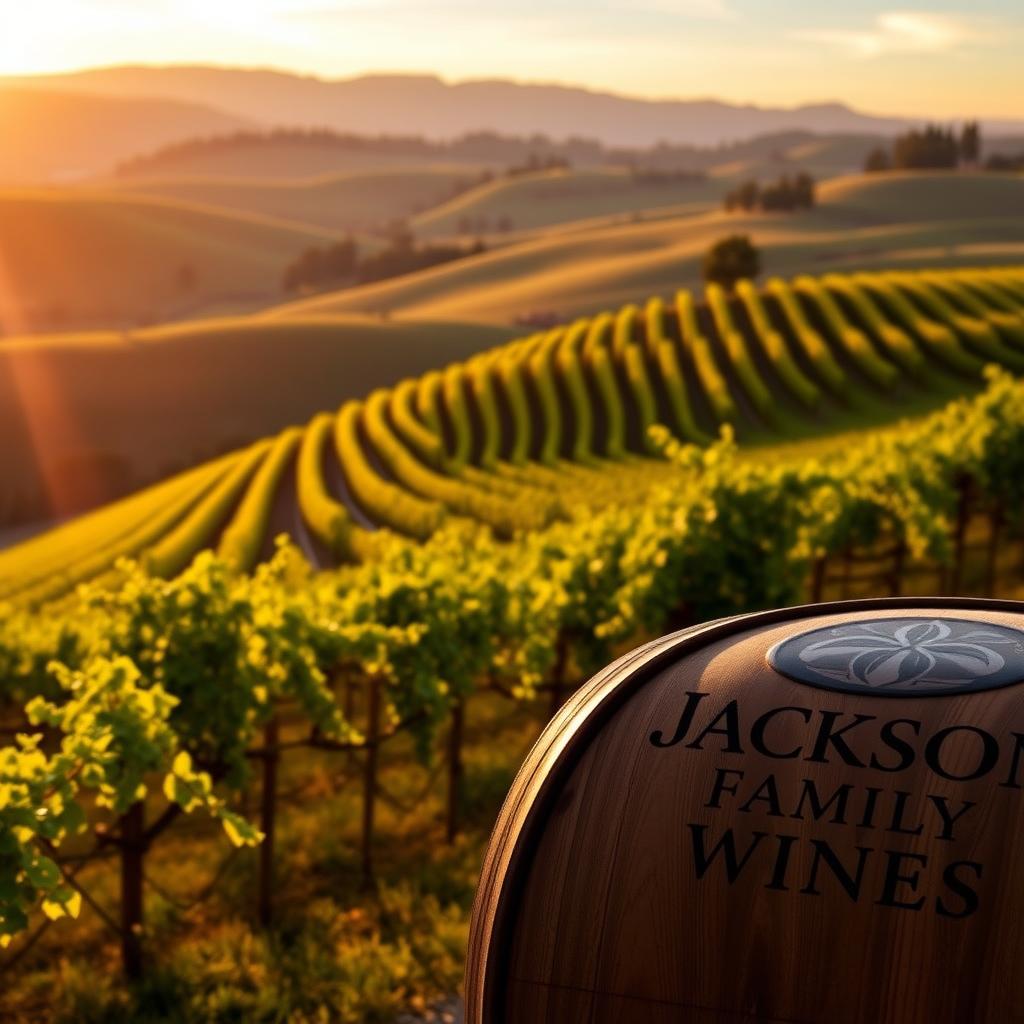 Sunset over Jackson Family Wines vineyards in Sonoma