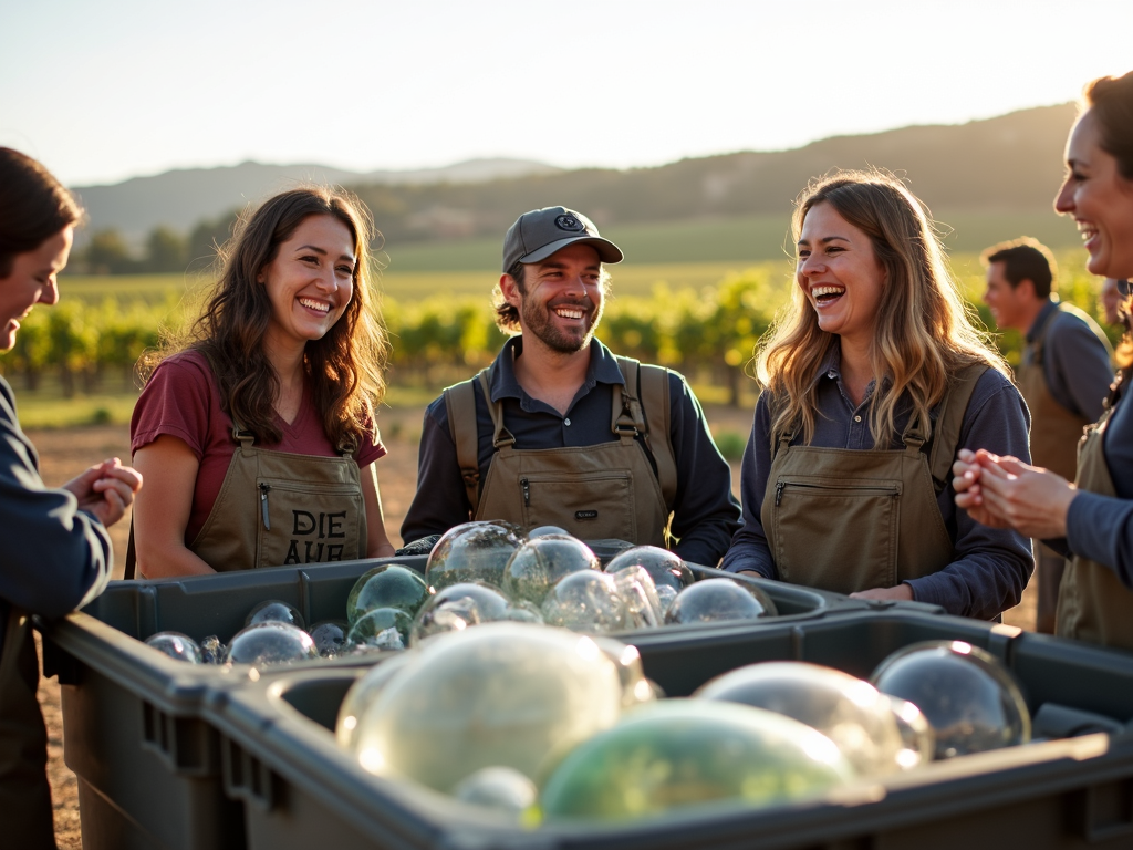 Jackson Family Wines team recycling in the vineyard