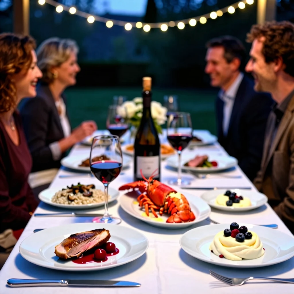 Elegant dinner party with occasion-specific wine pairings