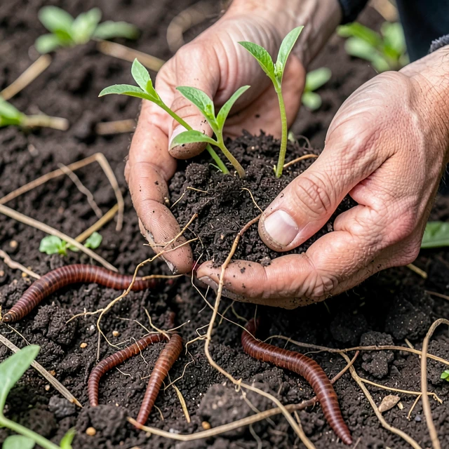 Healthy regenerative vineyard soil full of life