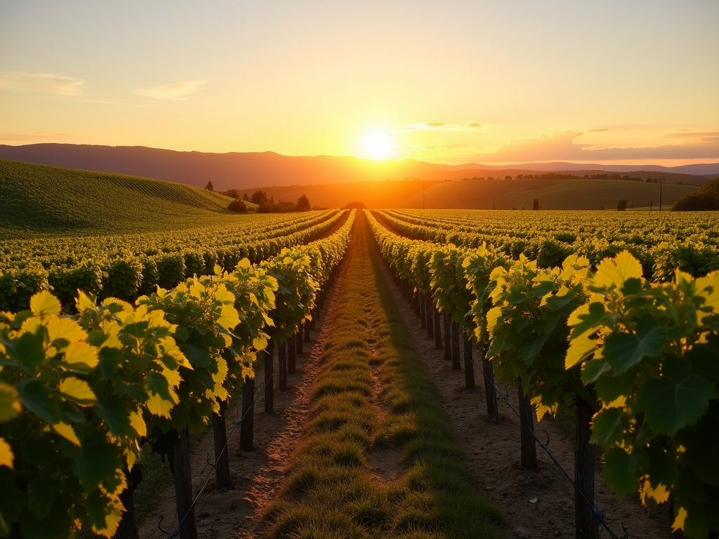 Vineyard at sunset