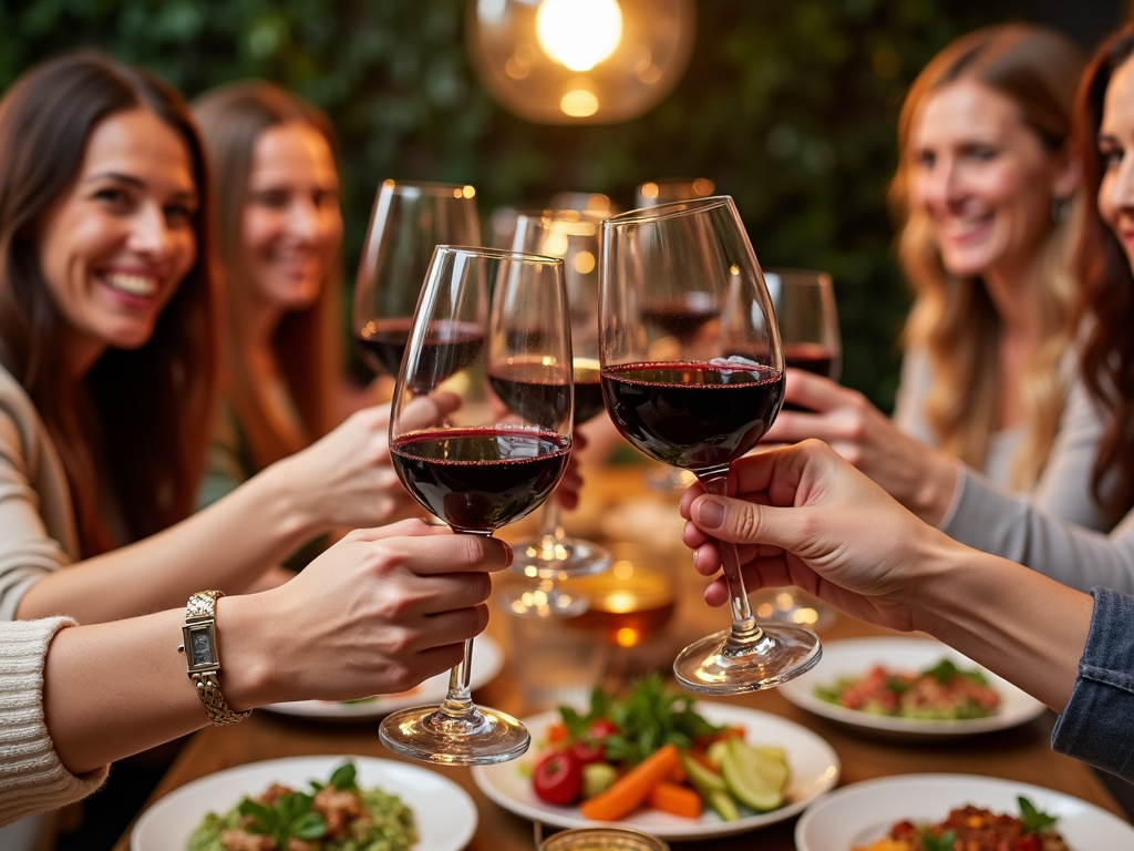 Friends toasting with Jackson Family Wines at dinner