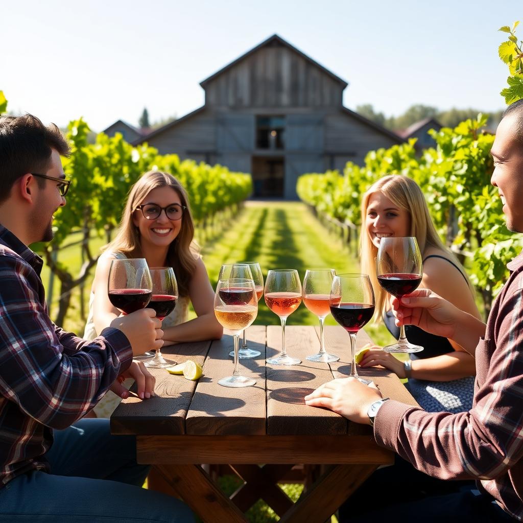 Wine tasting in a vineyard