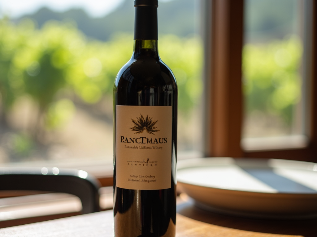 Sustainable California wine bottle on a table