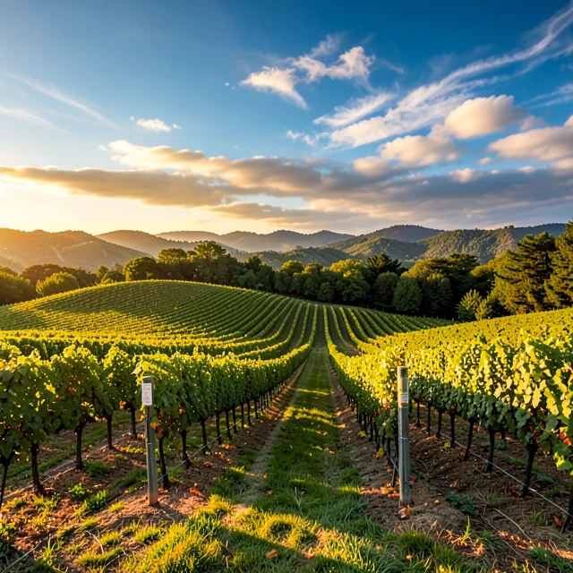 Jackson Family Wines vineyards in Sonoma County at sunset